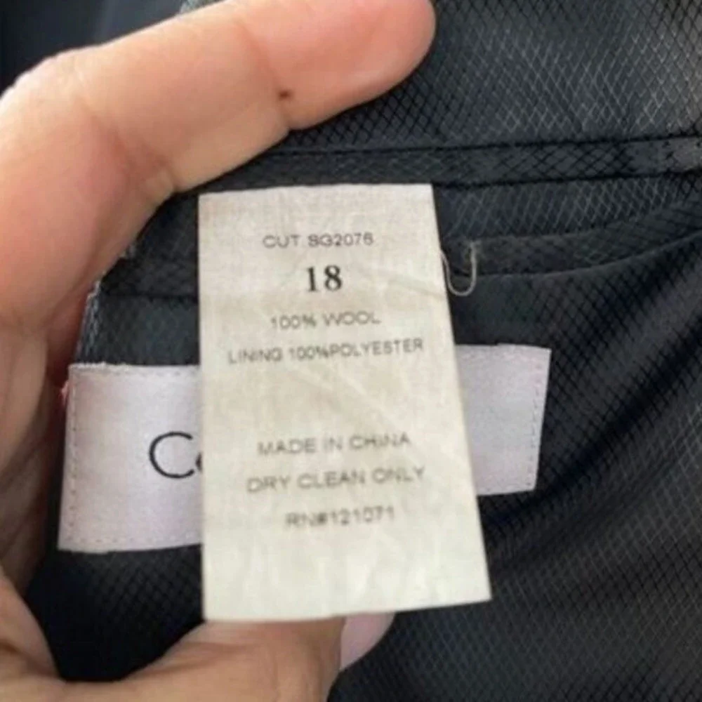 T1 Calvin Klein Tuxedo Blazer Super 100s Wool Peak Lapel Formal Classic Black 18
